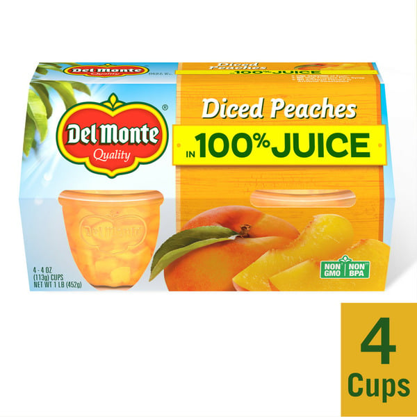 Fruit & Vegetable Snacks Del Monte Diced Peaches in 100% Juice Plastic Fruit Cup Snacks hero