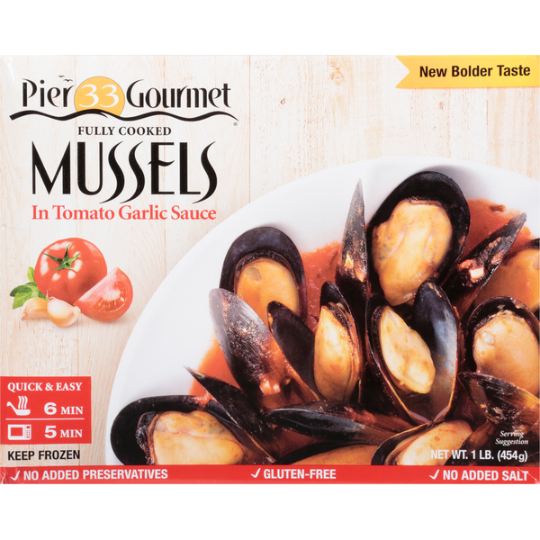 Frozen Meat & Seafood Pier 33 Gourmet Mussels in Tomato Garlic Sauce hero