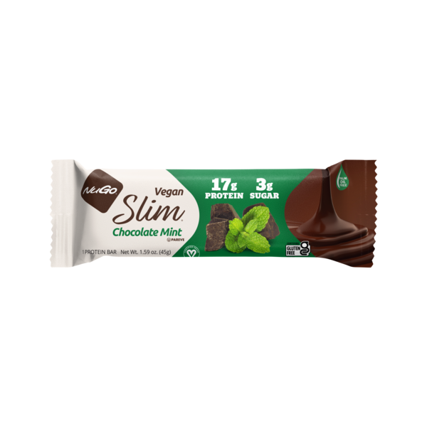 Energy & Granola Bars NuGo Slim Chocolate Mint, Vegan, Gluten Free, Low Sugar, Protein Bar hero