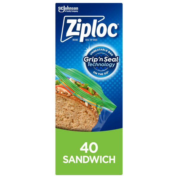 Food Storage Ziploc Sandwich Bags, with Grip 'n Seal Technology hero