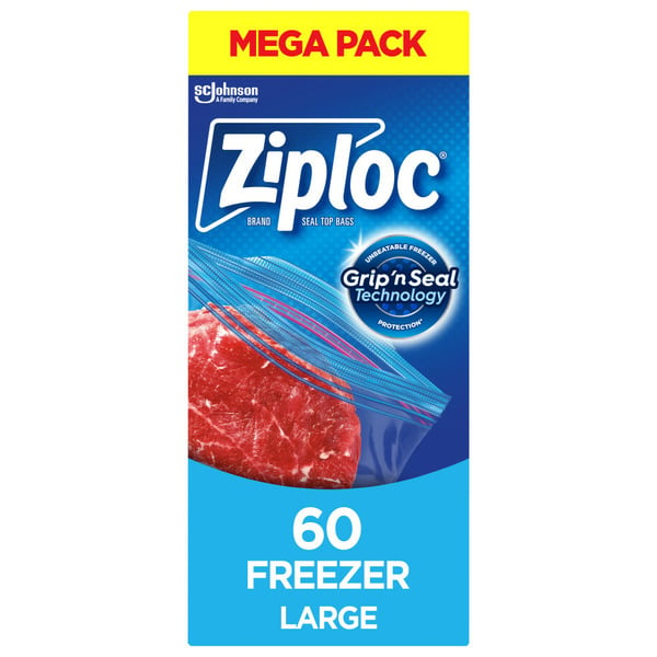 Food Storage Ziploc Freezer Bags Large, with Stay Open Technology hero