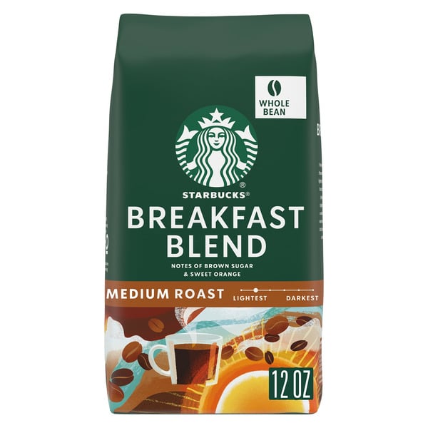 Coffee Grounds and Whole Beans Starbucks Breakfast Blend Medium Roast Whole Bean Coffee hero