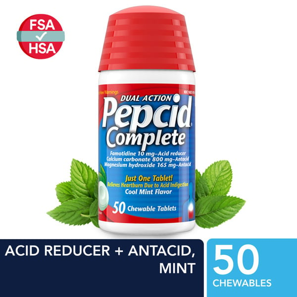 Digestion Pepcid Complete Acid Reducer + Antacid Chewable Tablets, Mint hero