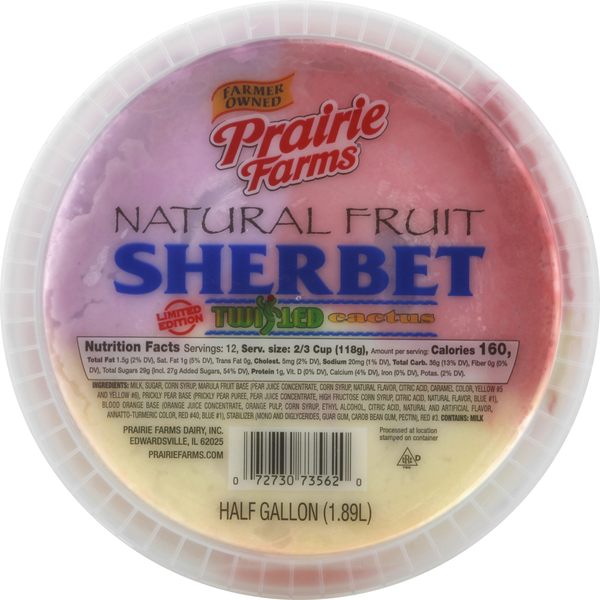 Ice Cream & Ice Prairie Farms Sherbet, Twisted Cactus, Natural Fruit hero