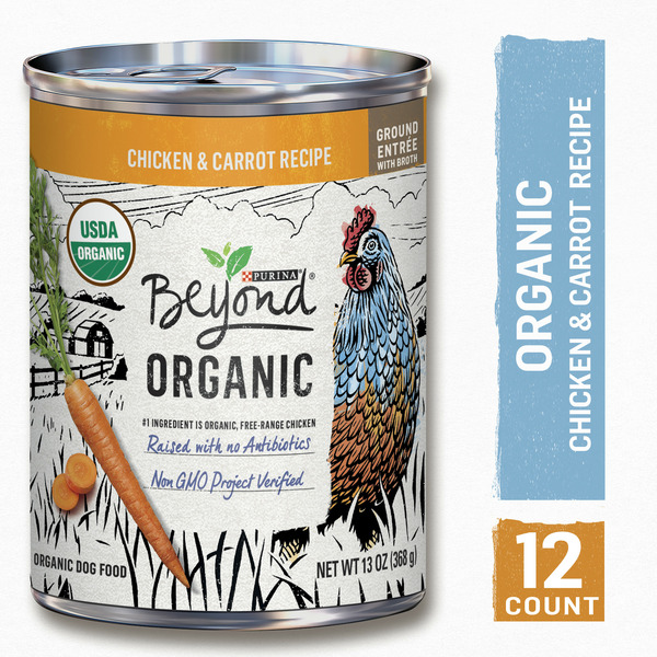 Purina Beyond Organic Wet Dog Food, Organic Chicken & Carrot Adult Recipe Ground Entrée With Broth hero