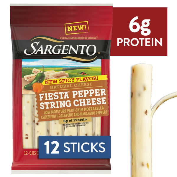 Sargento Fiesta™ Pepper String Cheese Natural Cheese Snacks, Twelve-pack hero