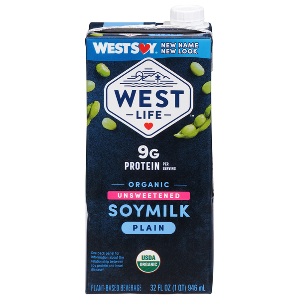 Soy & Lactose-Free West Life Organic Unsweetened Plain Soy Milk hero