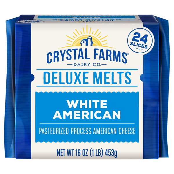 Crystal Farms Cheese, American, White American, Deluxe Melts hero