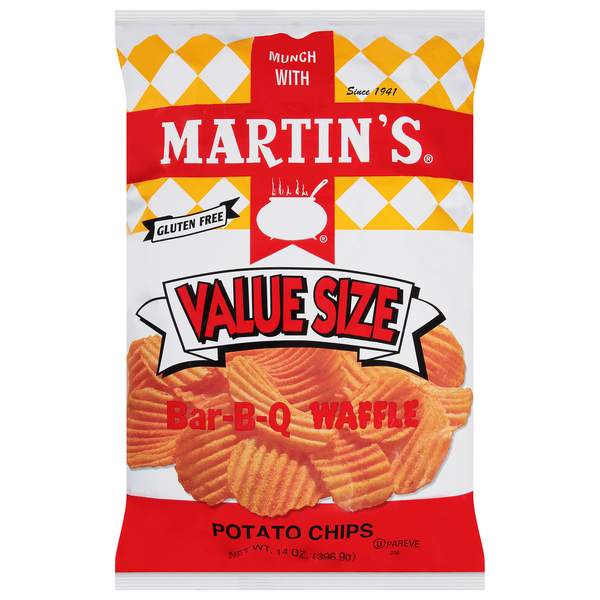 Chips & Pretzels Martin's Potato Chips, Bar-B-Q Waffle, Value Size hero