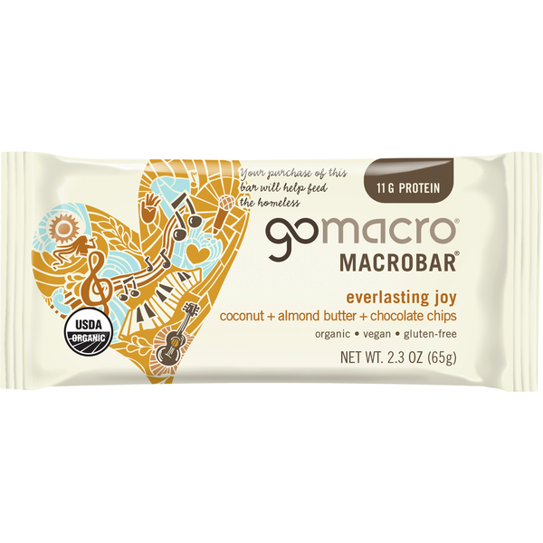 Energy & Granola Bars GoMacro MacroBar, Coconut + Almond Butter + Chocolate Chips hero