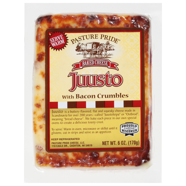 Specialty Cheeses Pasture Pride Cheese Baked Cheese, Juusto, with Bacon Crumbles hero