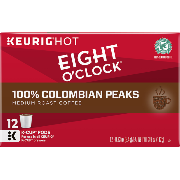 Coffee Eight O’Clock 100% Colombian Peaks Medium Roast Coffee 12 Count K-Cup Pods hero