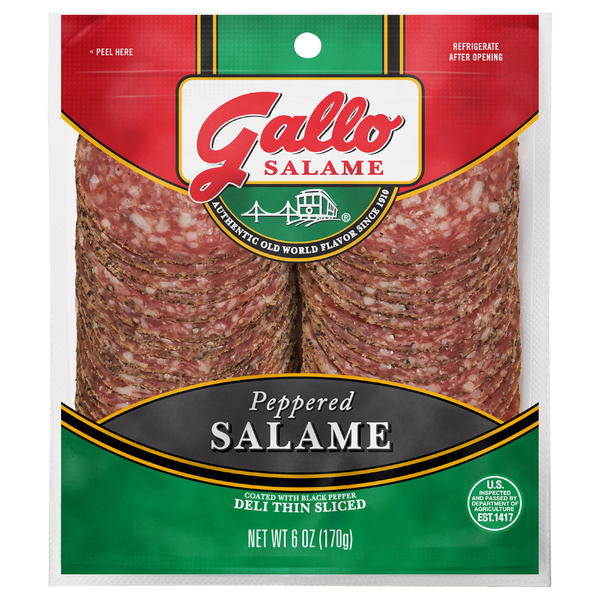 Lunch Meat Gallo Salame Salame Deli Thin Sliced Peppered Hard Salame hero