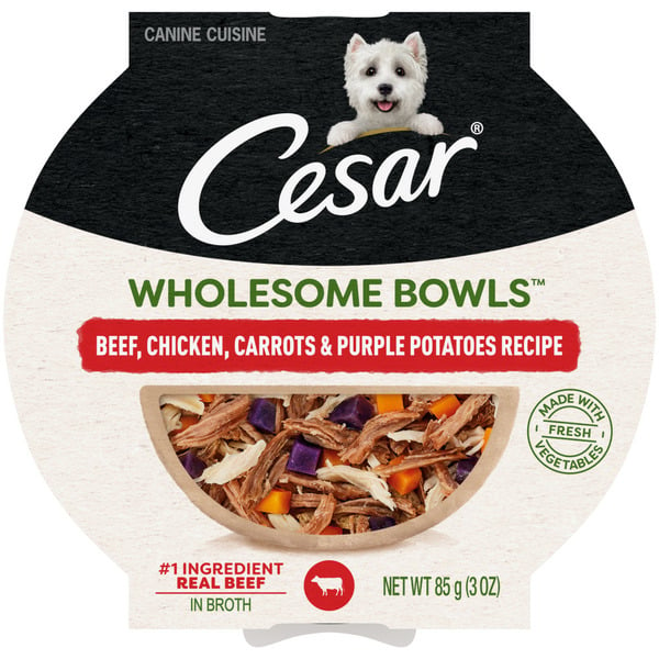 Dog Food & Care Cesar Wholesome Bowls Soft Wet Dog Food Toppers Beef, Chicken, & Potatoes hero