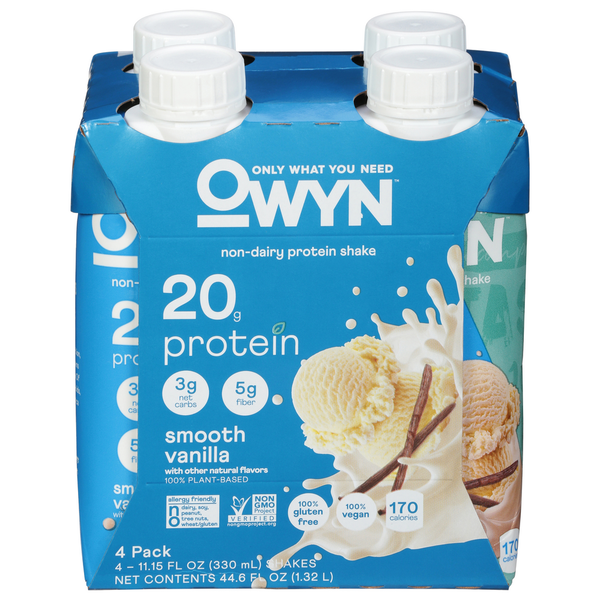 Energy & Sports Drinks OWYN Protein Shake, Smooth Vanilla, Non-Dairy, 4 Pack hero