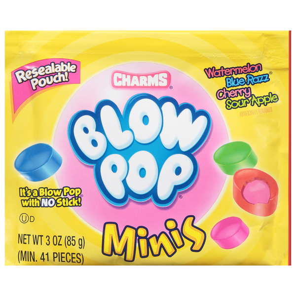 Charms Blow Pop, Watermelon, Blue Razz, Cherry, Sour Apple, Minis hero