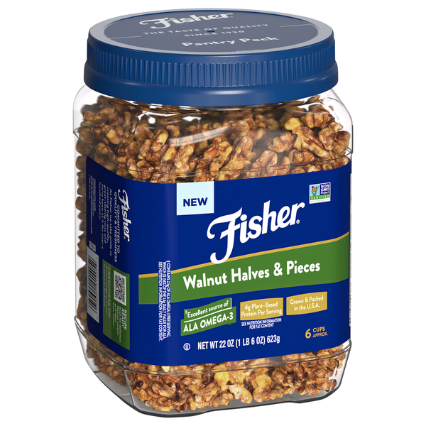 Baking Ingredients Fisher Walnut, Halves & Pieces, Pantry Pack hero