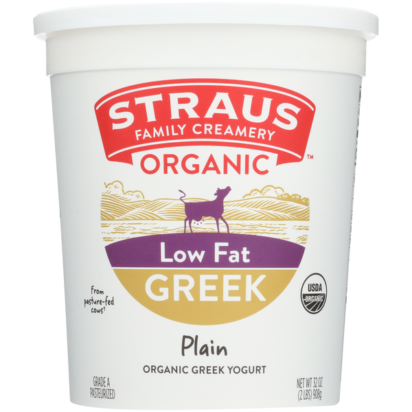 Yogurt Straus Family Creamery  Organic Plain Greek Low Fat Yogurt hero