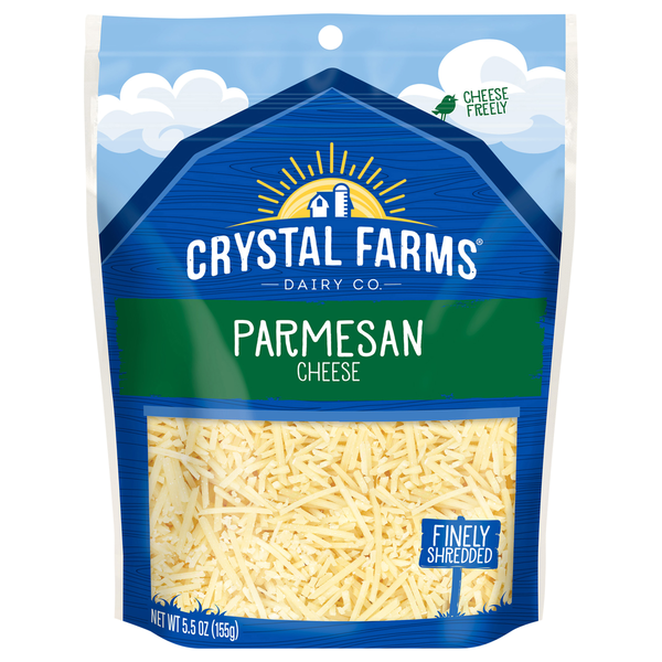 Packaged Cheese Crystal Farms Cheese, Parmesan, Finely Shredded hero