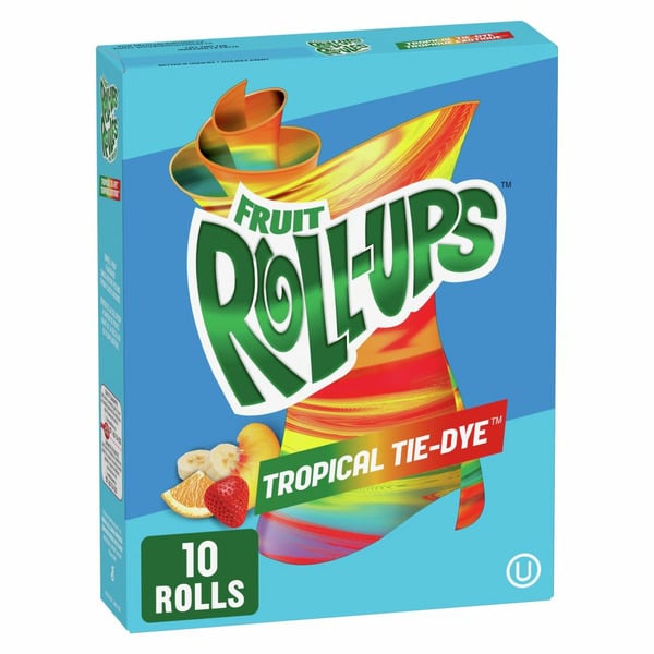 Mint & Gum Betty Crocker Fruit Roll-Ups Fruit Flavoured Snacks, Tropical Tie-Dye, Gluten Free hero