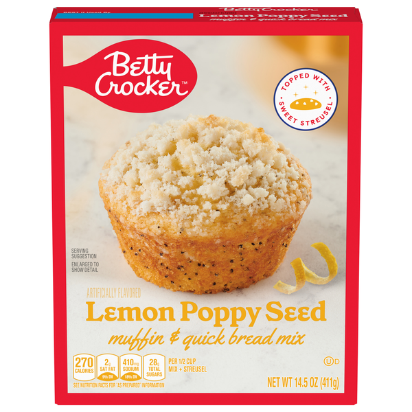 Doughs, Gelatins & Bake Mixes Betty Crocker Muffin & Quick Bread Mix, Lemon Poppy Seed hero