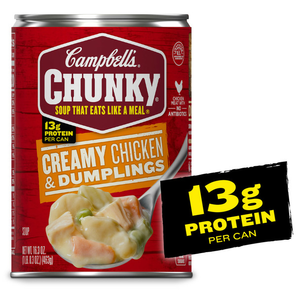 Pantry Campbell's Chunky® Soup, Creamy Chicken and Dumplings Soup hero