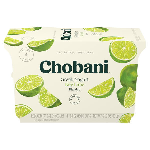 Yogurt Chobani Yogurt, Greek, Reduced Fat, Key Lime, Blended, Value 4 Pack hero