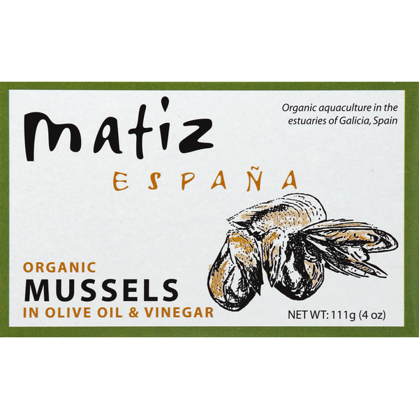 Packaged Seafood Matiz Mussels, Organic, in Olive Oil & Vinegar hero