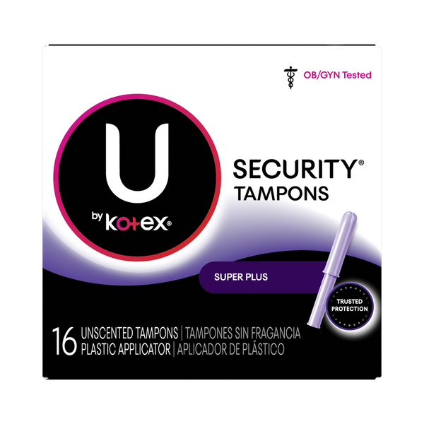 Feminine Care U by Kotex Tampons, Plastic Applicator, Super Plus, Unscented hero