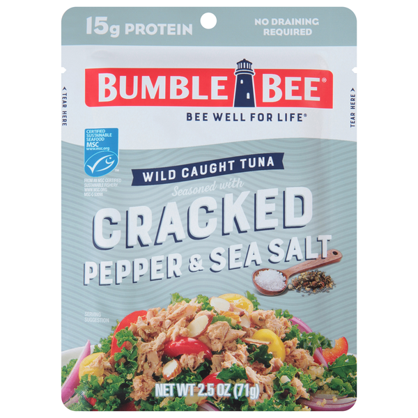 Packaged Seafood Bumble Bee Tuna, Cracked Pepper & Sea Salt, Wild Caught hero