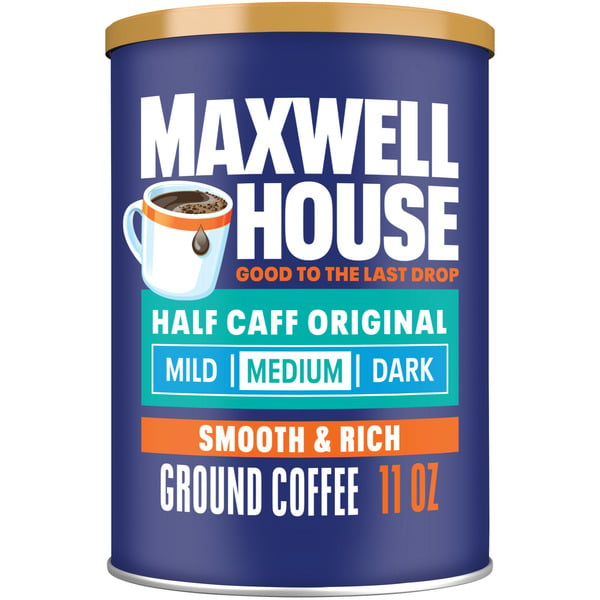 Coffee Maxwell House Half Caff Medium Roast Ground Coffee with One Half the Caffeine hero