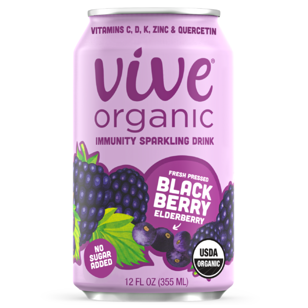 Energy & Sports Drinks Vive Organic Sparkling Immunity Drink, Blackberry Elderberry hero