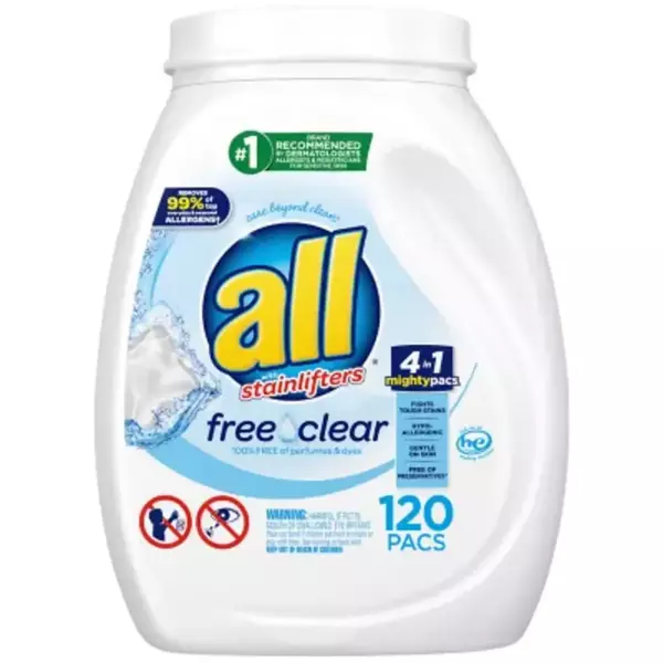 Laundry all Mighty Pacs Laundry Detergent, Free Clear for Sensitive Skin hero