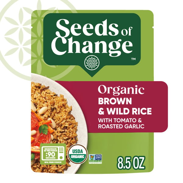 SEEDS OF CHANGE Organic Brown and Wild Rice with Tomato & Roasted Garlic Pouch hero