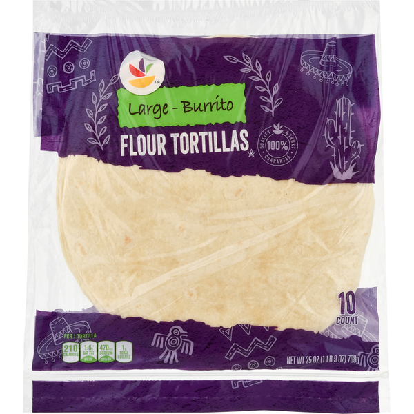 Tortillas & Flat Bread Store Brand Flour Tortillas, Large-Burrito hero