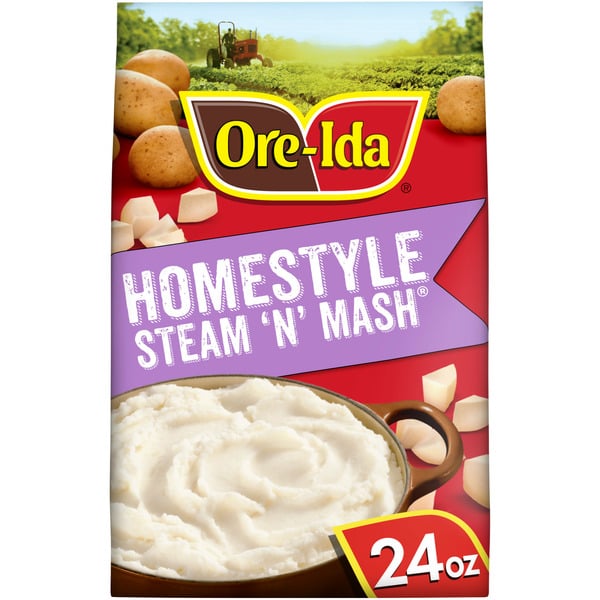 Frozen Appetizers & Sides Ore-Ida Home Style Steam 'N' Mash Recipe Ready Pre-Cut Russet Potatoes Side Dish hero