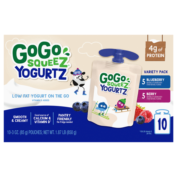 Canned Fruit & Applesauce GoGo Squeez YogurtZ, Variety Blueberry Berry hero