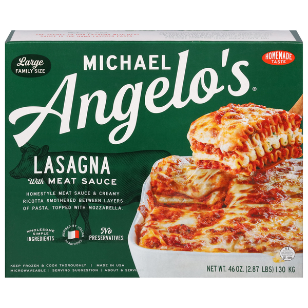 Frozen Meals Michael Angelo's Lasagna, with Meat Sauce, Large Family Size hero