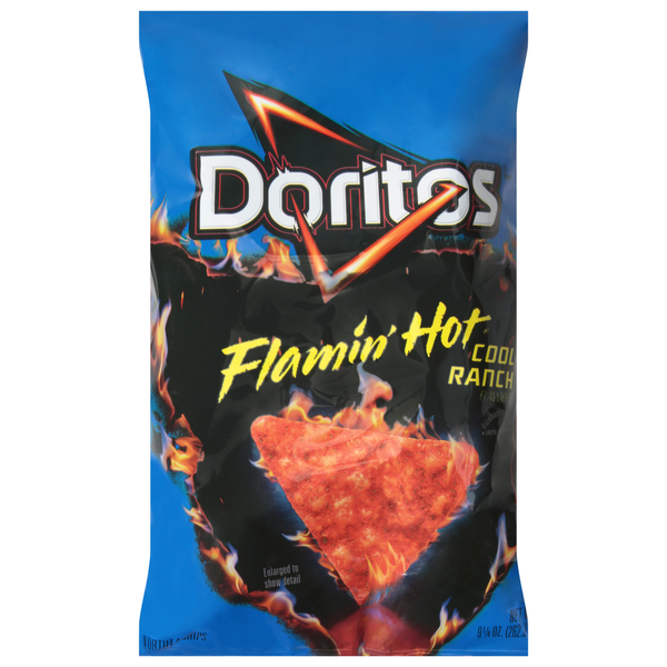 Chips & Pretzels Doritos Tortilla Chips, Flamin' Hot Cool Ranch hero