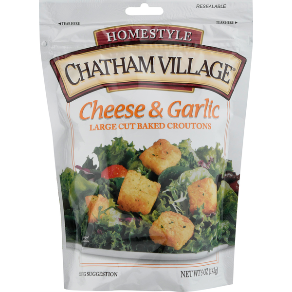 Salad Dressing & Toppings Chatham Village Cheese & Garlic Flavored Large Cut Baked Croutons hero