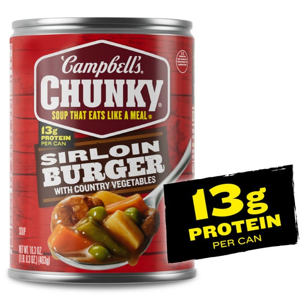 Pantry Campbell's Sirloin Burger With Country Vegetable Beef Soup hero