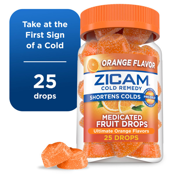 Cold, Flu & Allergy Zicam Zinc Cold Remedy Medicated Fruit Drops Ultimate Orange Flavor Ct hero