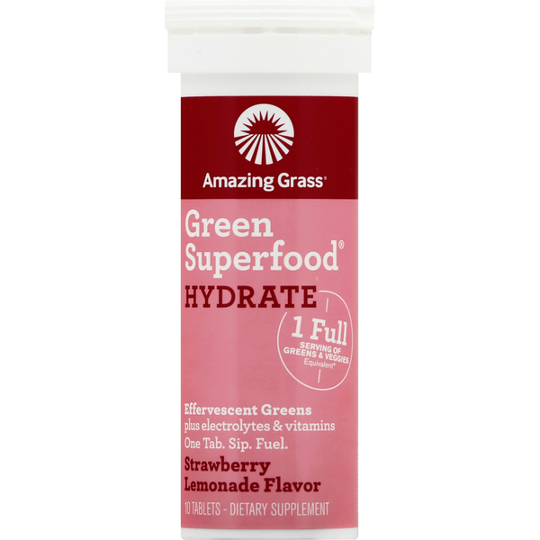 Vitamins & Supplements Amazing Grass Green Superfood, Hydrate, Strawberry Lemonade Flavor, Tablets hero