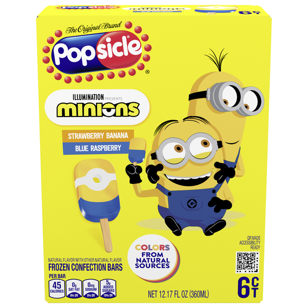 Frozen Dessert Popsicle Bars, Minions, Strawberry Banana/Blue Raspberry hero