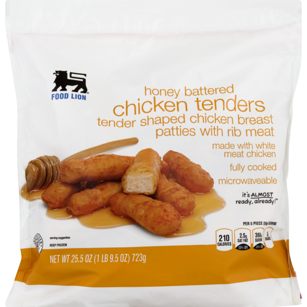 Frozen Meat Food Lion Chicken Tenders, Honey Battered, Pouch hero