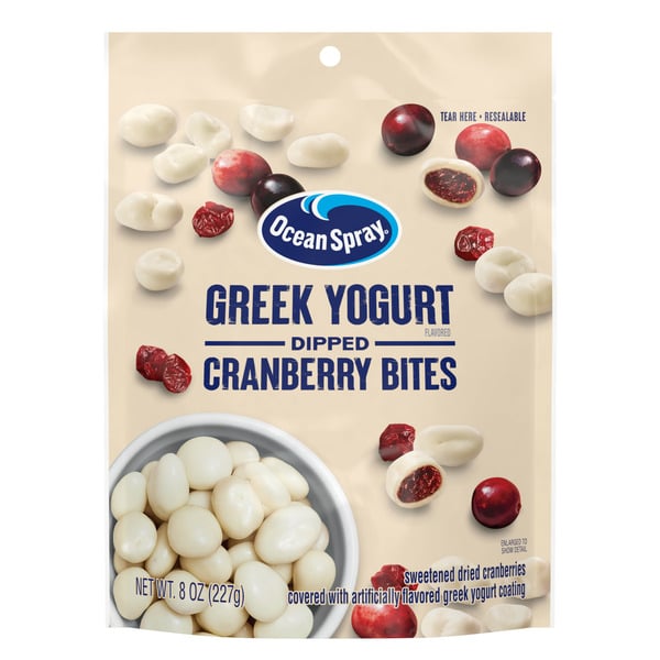 Fruit & Vegetable Snacks Ocean Spray Dried Greek Yogurt Flavored, Covered Cranberries hero