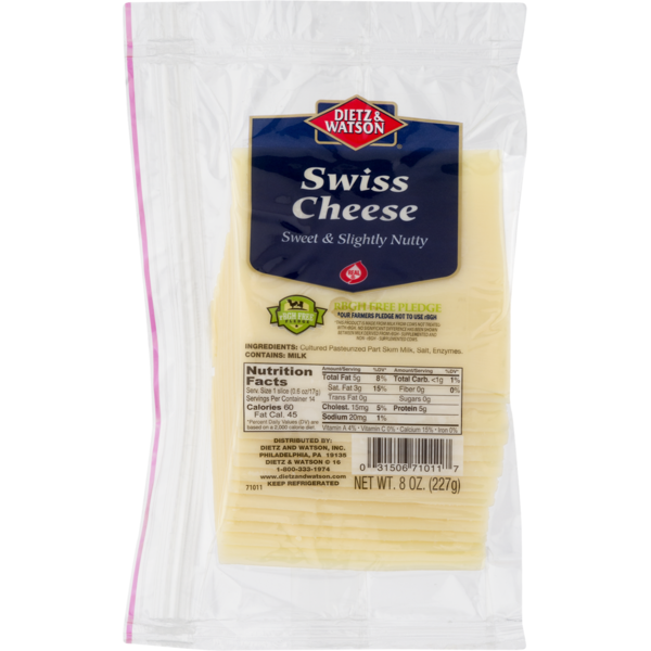 Packaged Cheese Dietz & Watson Swiss Sliced Cheese hero