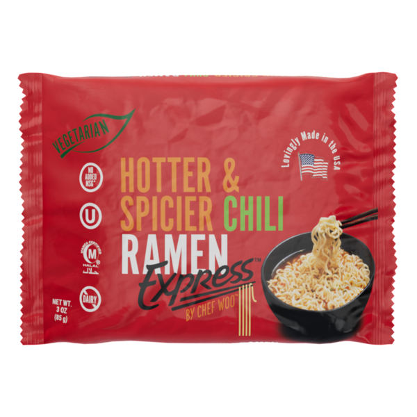 Instant Foods RAMEN EXPRESS by Chef Woo  Hotter and Spicier Ramen Noodle Pack by Chef Woo, No MSG, Halal hero