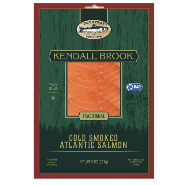 Packaged Seafood Ducktrap River of Maine Kendall Brook Cold Smoked Atlantic Salmon hero