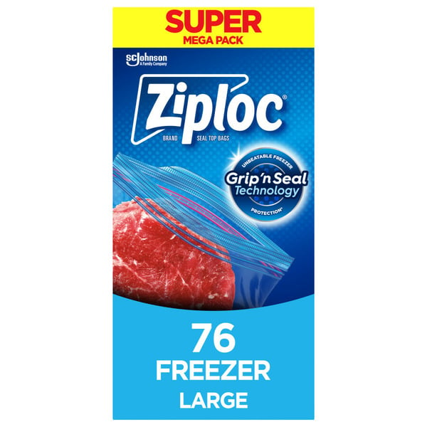 Ziploc Freezer Bags Large, with Stay Open Technology hero